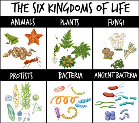 The six kingdoms of life illustrationのイラスト素材