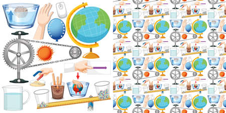 Seamless background with science equipments illustrationのイラスト素材
