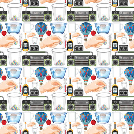 Seamless background with science equipments illustrationのイラスト素材