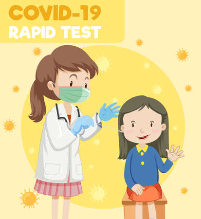 Covid 19 testing with antigen test kit illustrationのイラスト素材