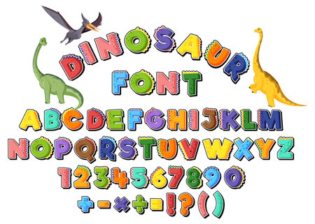 Font design for english alphabets and numbers illustrationのイラスト素材