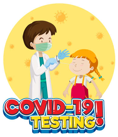 Covid 19 testing with antigen test kit illustrationのイラスト素材