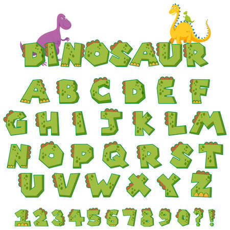 Font design for english alphabets and numbers illustrationのイラスト素材