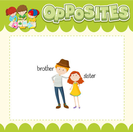 Education word card of English opposites word illustrationのイラスト素材