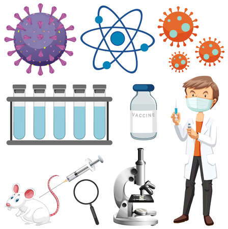 Set of equipment needed for science experiment illustrationのイラスト素材