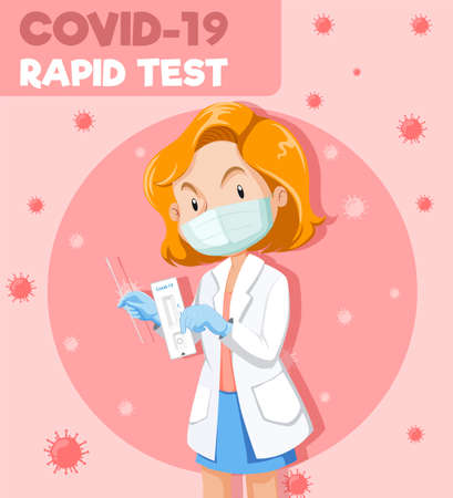 Covid 19 testing with doctor illustrationのイラスト素材