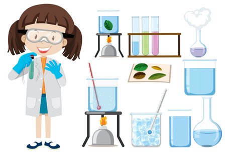 Set of equipment needed for science experiment illustrationのイラスト素材