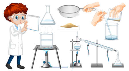 Set of equipment needed for science experiment illustrationのイラスト素材