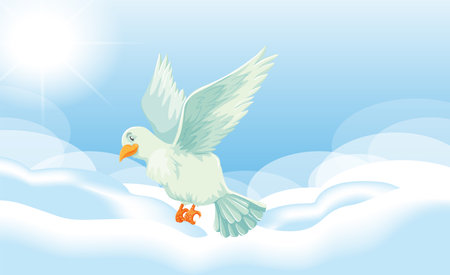 White bird flying on sky illustrationのイラスト素材