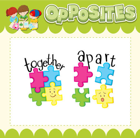 Education word card of English opposites word illustrationのイラスト素材