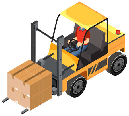 Forklift truck with delivery and logistic concept illustrationのイラスト素材