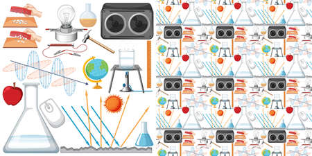 Seamless background with science equipments illustration