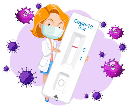 Covid 19 testing with antigen test kit illustrationのイラスト素材