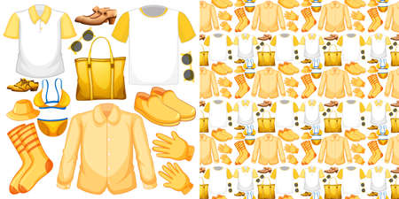 Seamless background design with cloth theme on white background illustrationのイラスト素材