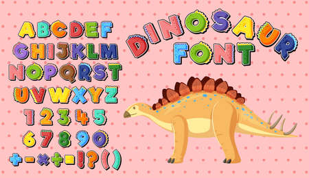 Font design for english alphabets and numbers illustrationのイラスト素材