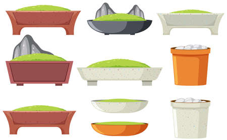 Set of different empty flowerpot   illustrationのイラスト素材