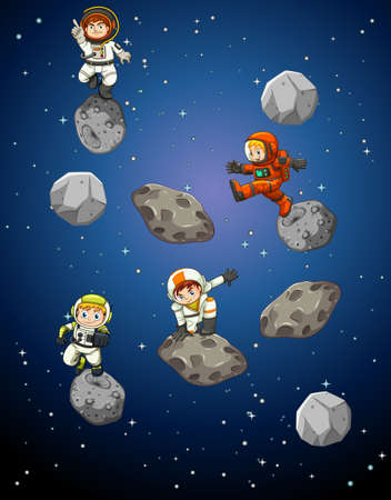 An astronaunt walking in space illustrationのイラスト素材