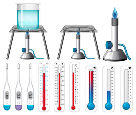 Set of equipment needed for science experiment illustrationのイラスト素材