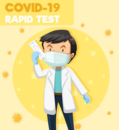 Covid 19 testing with antigen test kit illustrationのイラスト素材