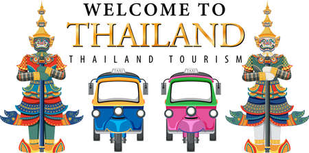 Giant demons Thailand attraction and landscape icon illustrationのイラスト素材