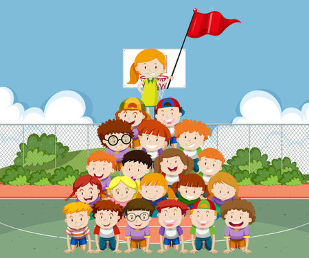 Big group of children illustrationのイラスト素材