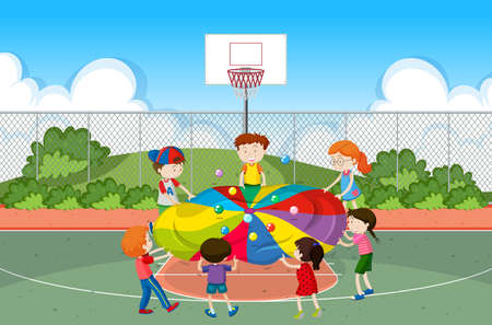 Kids doing physical activity illustrationのイラスト素材