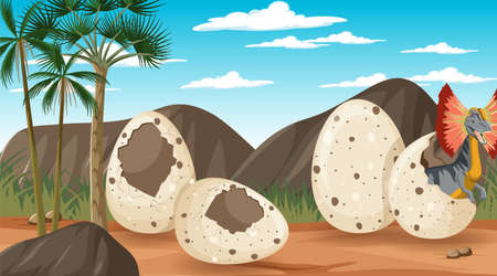 Scene with dinosaurs in the forest illustrationのイラスト素材