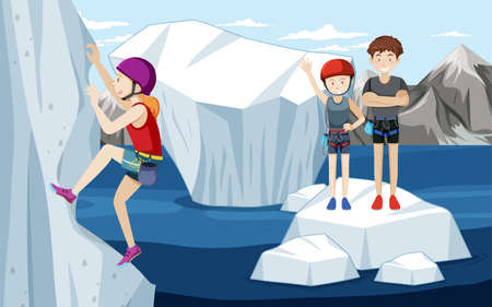 Outdoor rock climbing background illustrationのイラスト素材