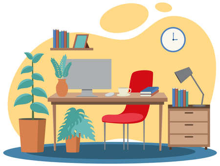 Workroom interior concept in flat design illustrationのイラスト素材