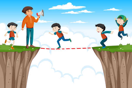 Kids in a school field trip illustrationのイラスト素材