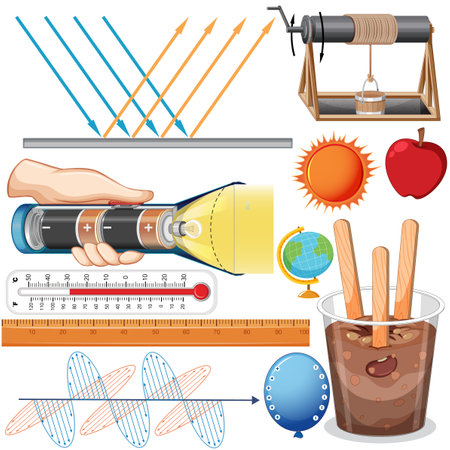 Science equipments on white background illustrationのイラスト素材