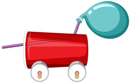 Science experiment on force and motion illustrationのイラスト素材
