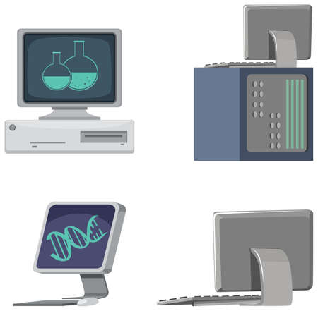 Set of computer monitors different sides illustrationのイラスト素材