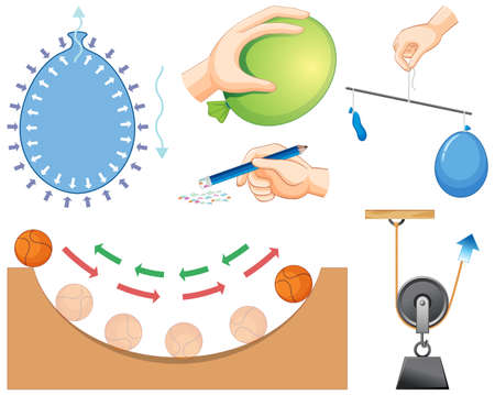 Science experiment with static electricity illustrationのイラスト素材