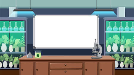 Science laboratory room for chemical experiments illustrationのイラスト素材