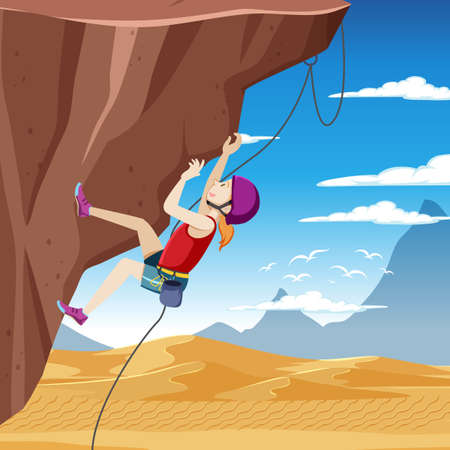 Outdoor rock climbing scene illustrationのイラスト素材