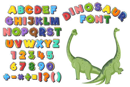 Font design for english alphabets and numbers illustrationのイラスト素材