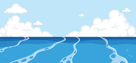 Empty ocean sea background illustrationのイラスト素材