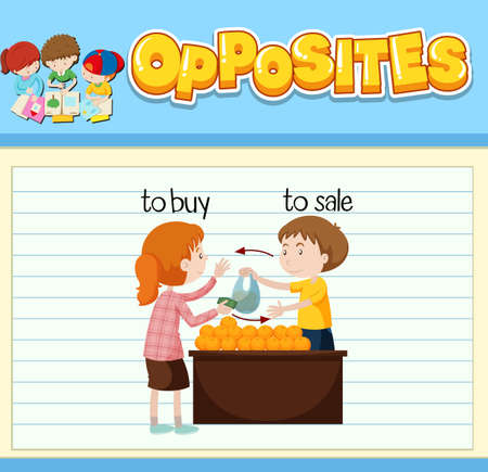 Opposite words with pictures for kids illustrationのイラスト素材