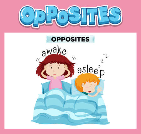 Opposite English words for kids illustrationのイラスト素材