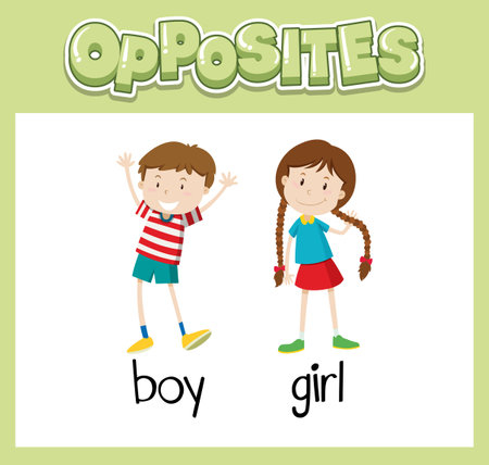 Opposite English words for kids illustrationのイラスト素材