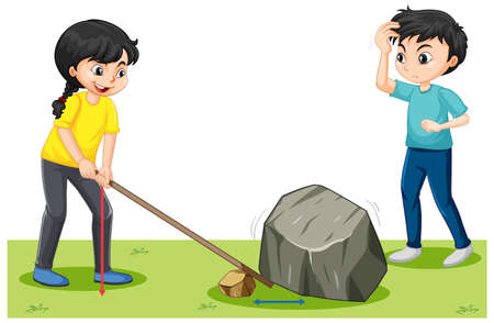 Levers simple machine science experiment illustrationのイラスト素材