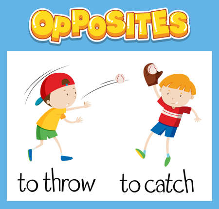 Opposite English words for kids illustrationのイラスト素材