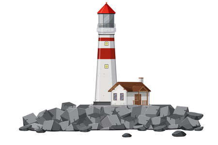 A lighthouse on white background illustrationのイラスト素材