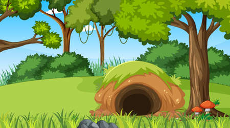 Empty forest environment background illustration