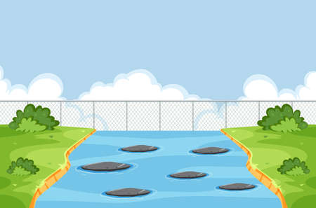 Kids in a school field trip illustrationのイラスト素材