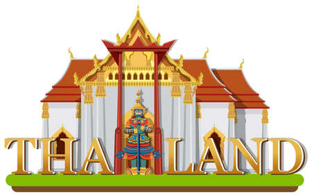 Bangkok Thailand Landmark  Banner illustrationのイラスト素材