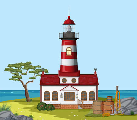 Lighthouse on the coast illustrationのイラスト素材