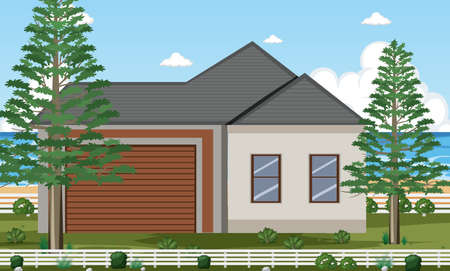 House by the beach illustrationのイラスト素材