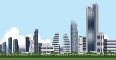 City skyscraper buildings background illustrationのイラスト素材